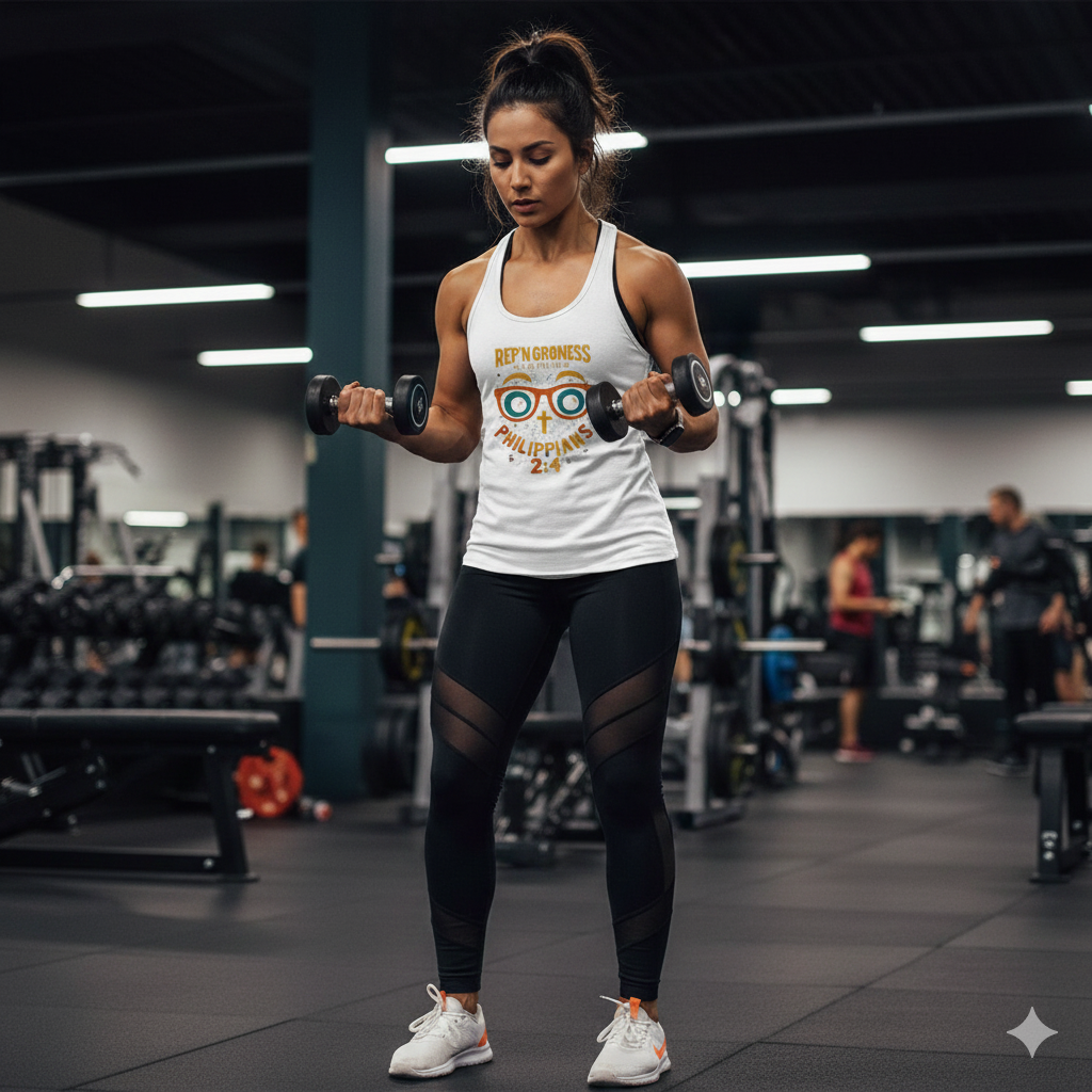 Looking out Women’s Tank – Philippians 2:4 fitted racerback tank