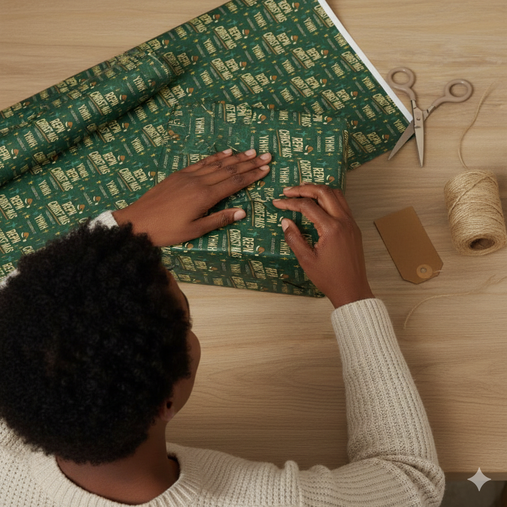 Rep'n CHRIST-MAS Gift Wrapping Paper Roll (Green)